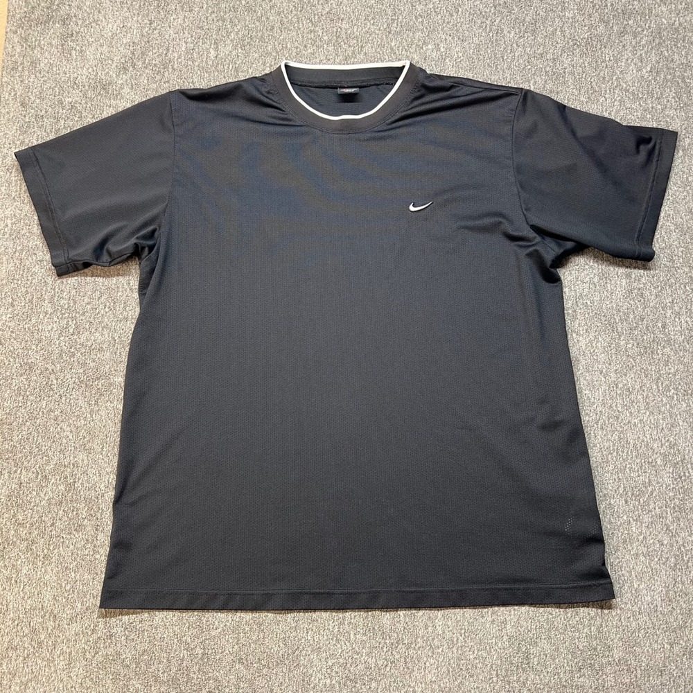 Nike Mens XXL Black Mesh Athletic Training T-Shirt Swoosh Logo Short Sleeve